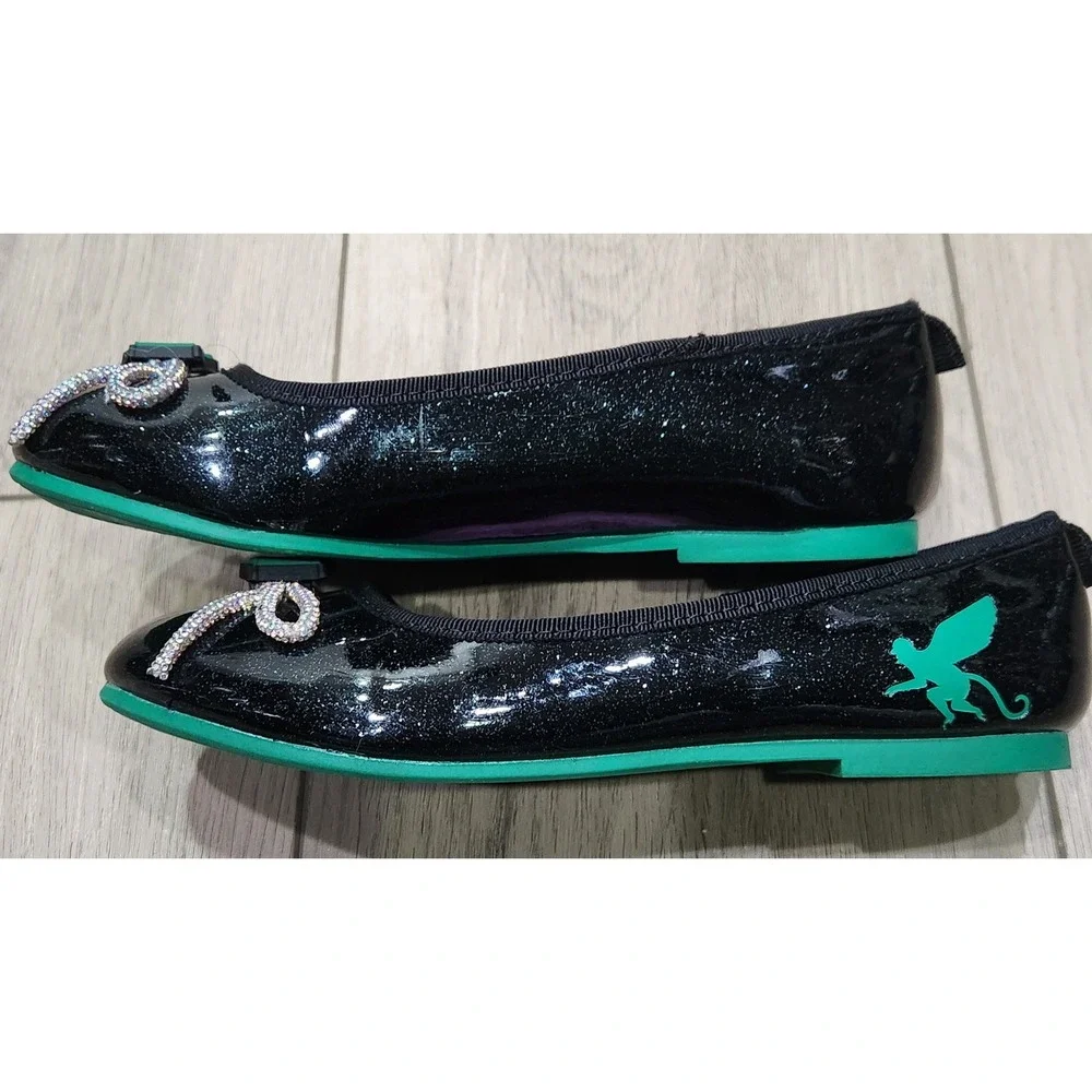 Kids Wicked The Musical Movie Black Sparkle‎ Ballet Flats Girls Size 1